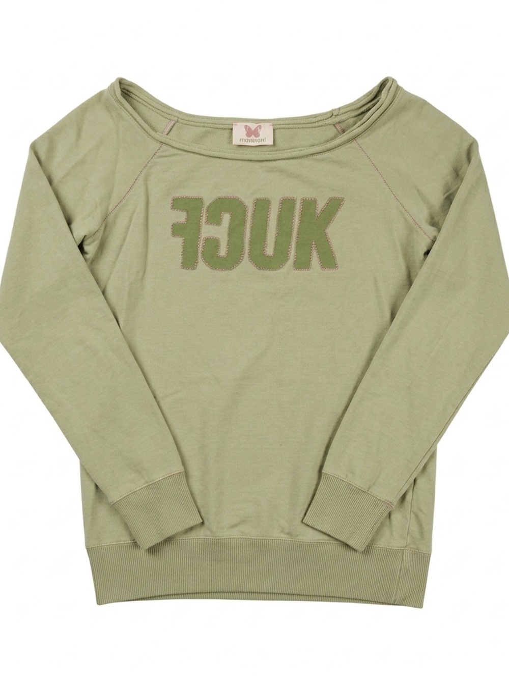 ๐๐ 3/25 FCUK Sage Green Off Shoulder Casual Pullover Sweater